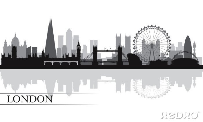 Sticker  La ville de Londres skyline silhouette fond