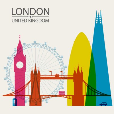 Sticker  La ville de Londres skyline silhouette, illustration vectorielle