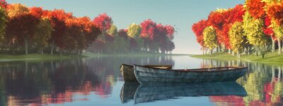 Sticker  lago y Barcas