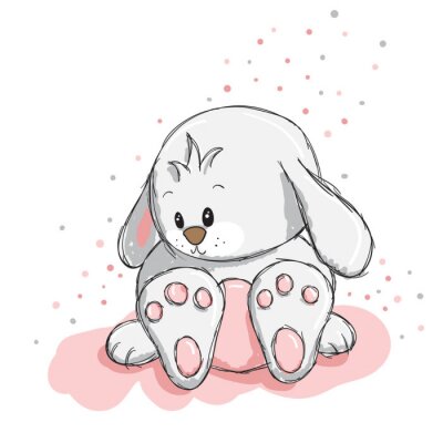 Sticker  Lapin blanc aux oreilles tombantes