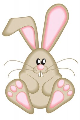 Sticker  Lapin crème aux oreilles roses