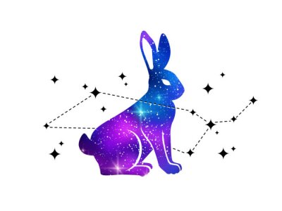 Sticker  Lapin et constellation de Cetus