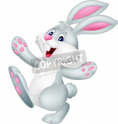 Sticker  Lapin joyeux aux pattes écartées