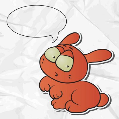 Sticker  Lapin orange avec bulle de dialogue comique vide