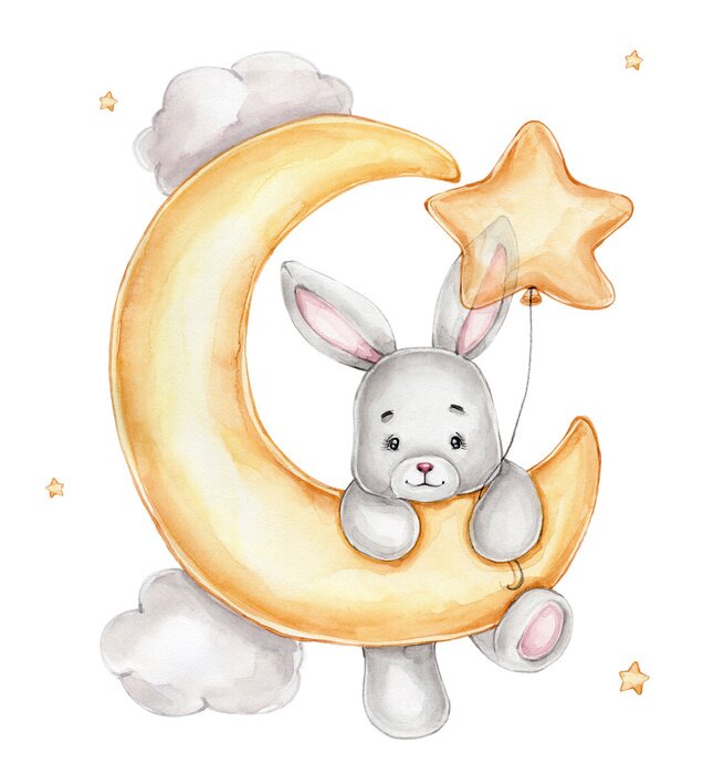 Sticker  lapin sur la lune