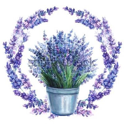 Sticker  Lavande dans un pot entouré d'une couronne