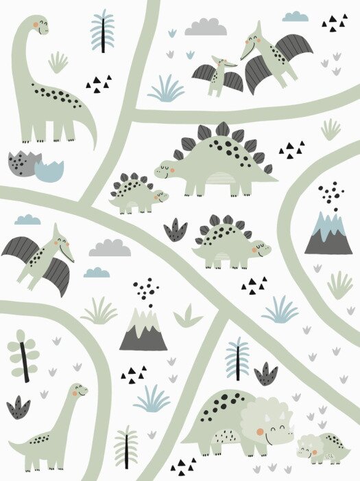 Sticker  Le pays des dinosaures et style scandinave