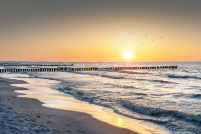 Le soleil couchant derrière la mer