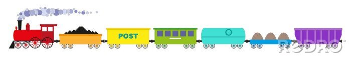 Sticker  Le train de sept wagons et locomotive colorées
