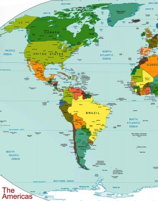 Les Amériques terre carte pays continent