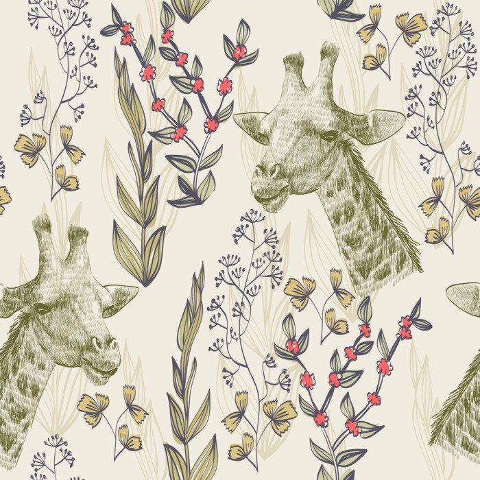 Sticker  Les girafes et la nature qui les entoure