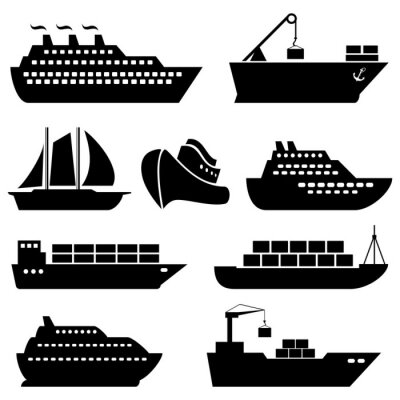 Sticker  Les navires, bateaux, du fret, de la logistique et des icônes d'expédition