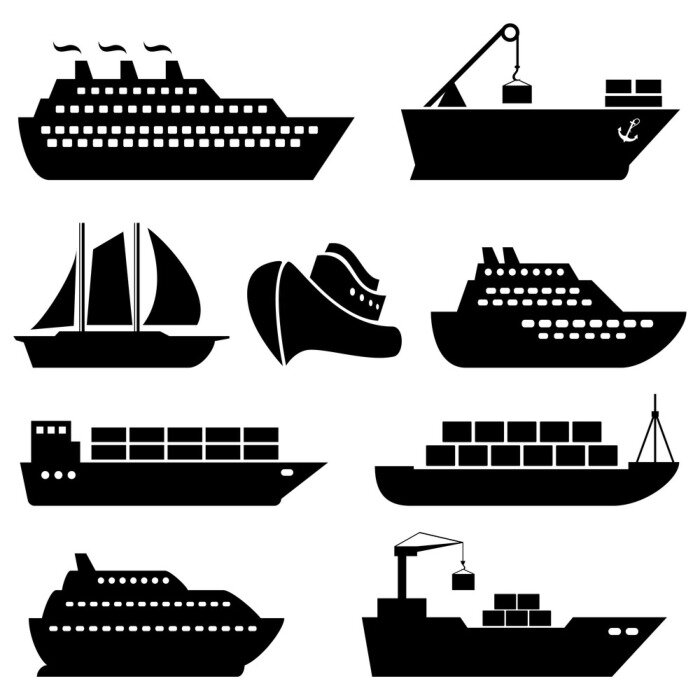 Sticker  Les navires, bateaux, du fret, de la logistique et des icônes d'expédition