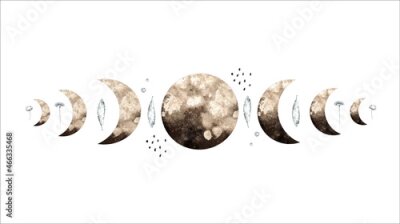 Sticker  Les phases de la lune peintes à l'aquarelle