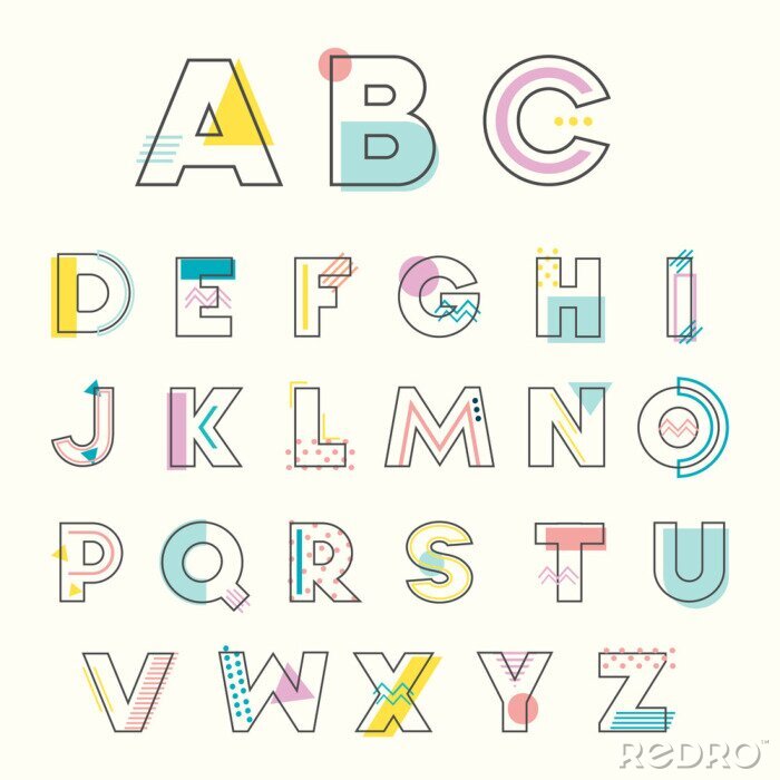 Sticker  Lettres de l'alphabet décoratif moderne
