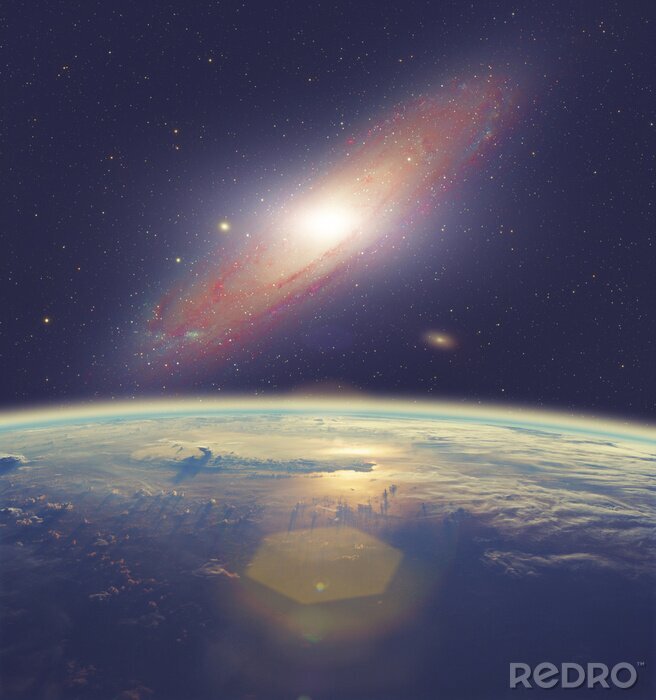 Sticker  Lever de soleil sur la Terre avec vue sur la galaxie