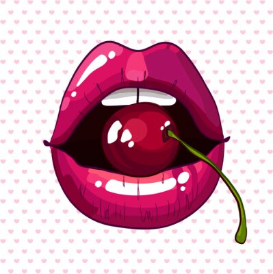 Sticker  lèvres couleur cerise