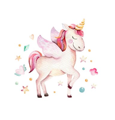 Sticker  Licorne souriante avec des ailes