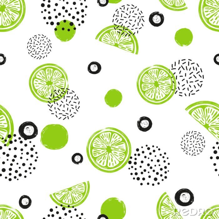 Sticker  Limes et cercles avec tirets et points