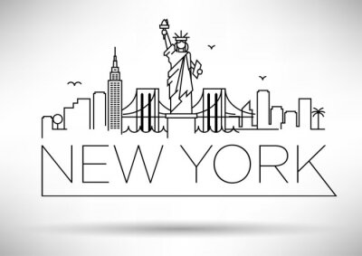 Linear New York City Skyline avec design typographique