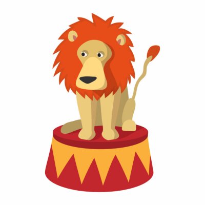 Sticker  Lion de cirque de lion sur une plate-forme colorée