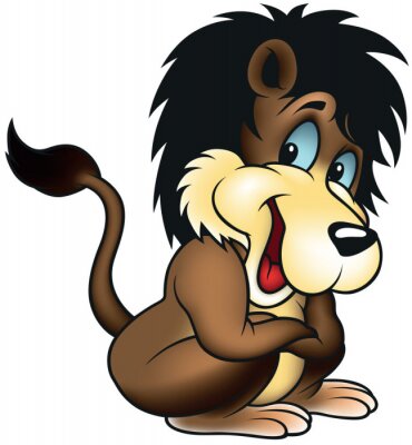 Sticker  Lion lion drôle avec des graphismes aux yeux bleus