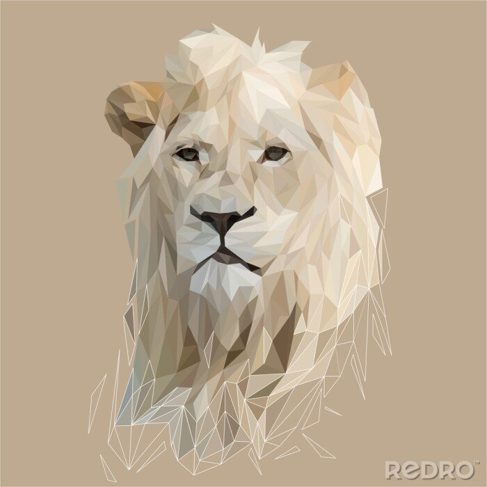 Sticker  Lion low poly design. Illustration vectorielle triangle