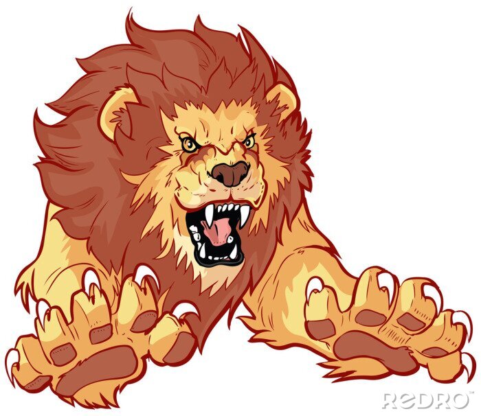 Sticker  Lion menaçant le lion dans un graphique de saut