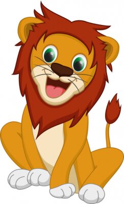 Sticker  Lion souriant lion aux yeux verts