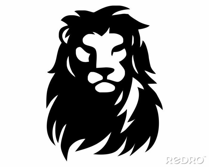 Sticker  Lion tête de lion contours épais noirs