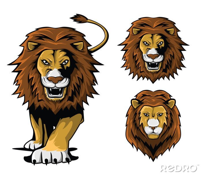 Sticker  Lions deux têtes de lion et graphiques de silhouette de lion