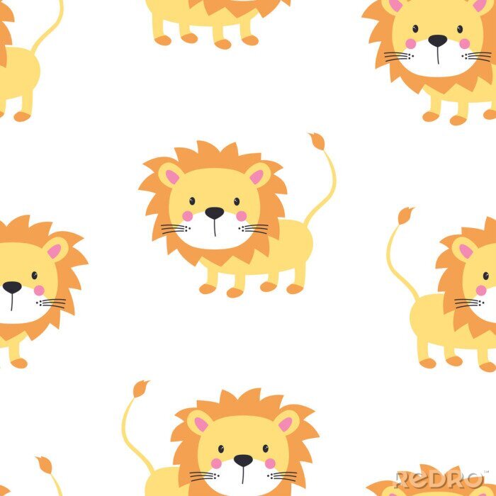 Sticker  Lions mignons sur fond blanc