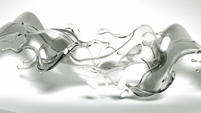 Sticker  liquide transparent 3d sur fond blanc