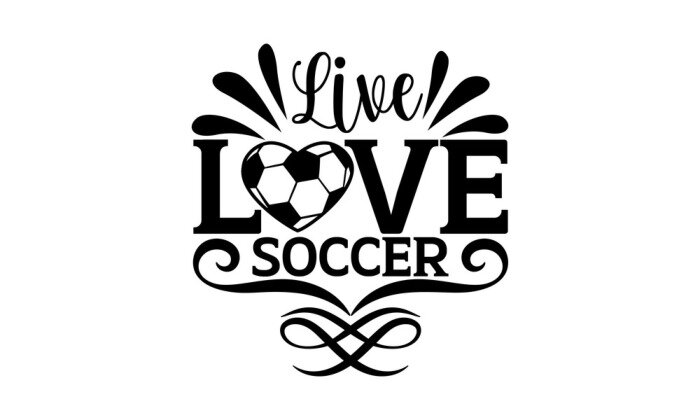 Sticker  Live love soccer - Soccer t shirts design, Hand drawn lettering phrase, Calligraphy t shirt design, Isolated on white background, svg Files for Cutting Cricut and Silhouette, EPS 10
