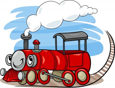 Sticker  locomotive de bande dessinée ou le caractère du moteur