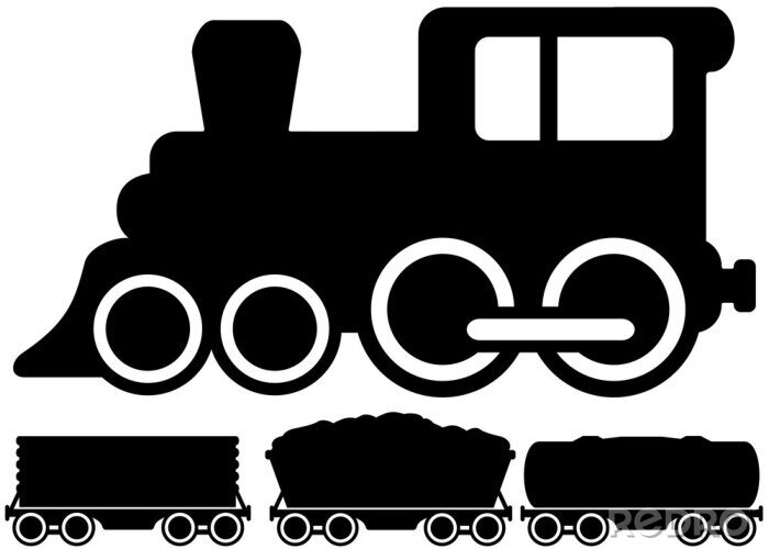 Sticker  locomotive isolée et voiture