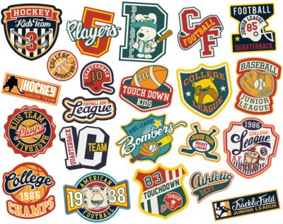 Logos sportifs colorés de différents clubs