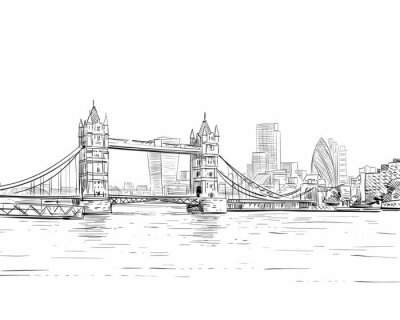 London cityscape dessinée à la main. Big Ben. Angleterre. Illustration vectorielle.