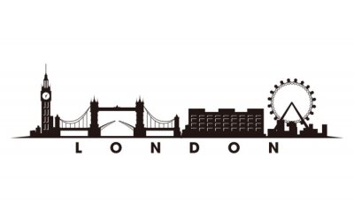 Sticker  London skyline and landmarks silhouette vector