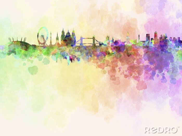 Sticker  Londres aquarelle colorée