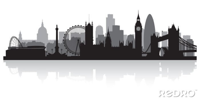 Sticker  Londres noir et blanc monuments