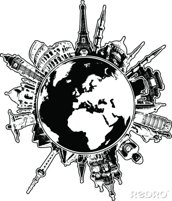 Sticker  Londres noir et blanc  planète