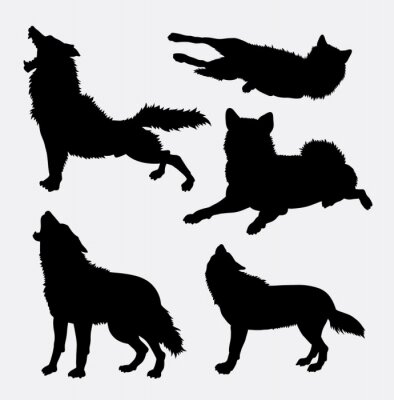 Sticker  Loup animal sauvage et silhouette d'action. Bon usage pour le symbole, le logo, l'icône du Web, la mascotte, le signe, l'avatar, ou n'importe quelle conception que vous voulez. Facile à utiliser.