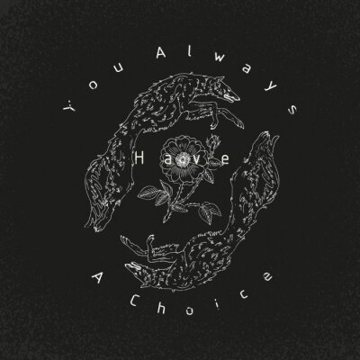 Sticker  Loup avec des fleurs. Vous avez toujours un slogan de choix. Impression graphique de typographie, dessin de mode pour le t-shirt. Autocollants de vecteur, impression, patches style rock vintage