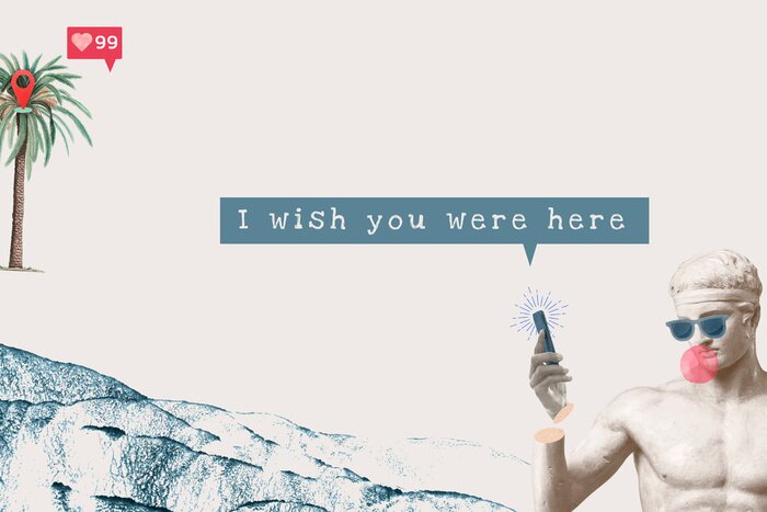 Sticker  Love quote aesthetic I wish you were here social media banner