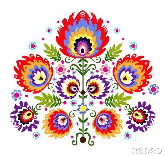 Sticker  Ludowy wzór - kwiaty