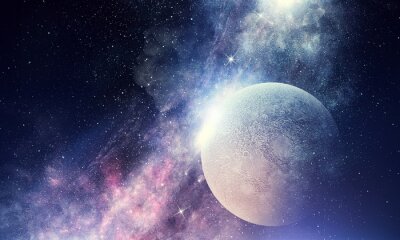 Lune 3D sur fond étoilé