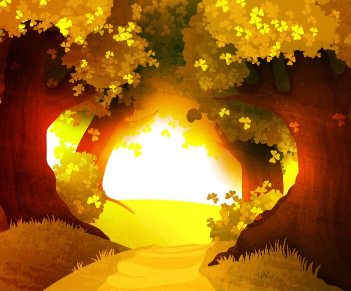 Sticker  Magique, Coucher soleil, forêt