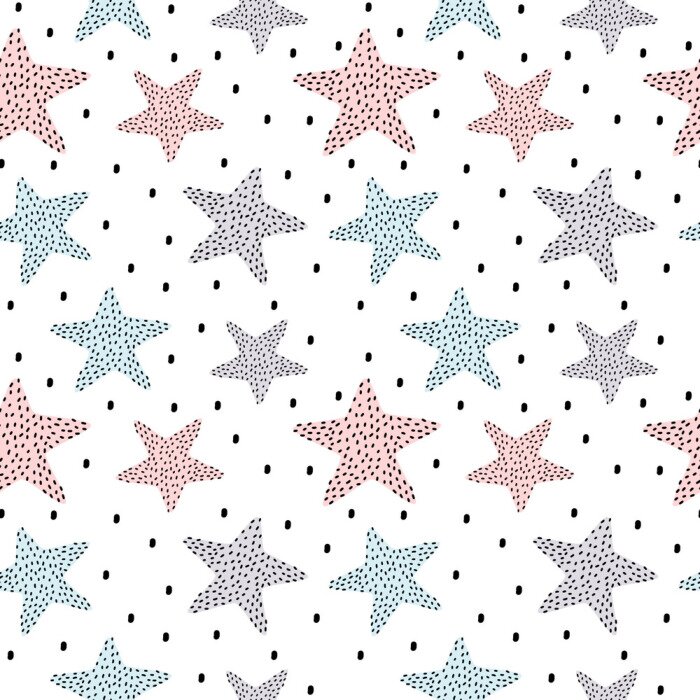 Sticker  main dessinée étoiles en pointillé vectorielle continue illustration de fond