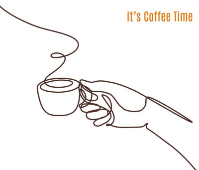 Sticker  Main tenant une tasse de café graphique